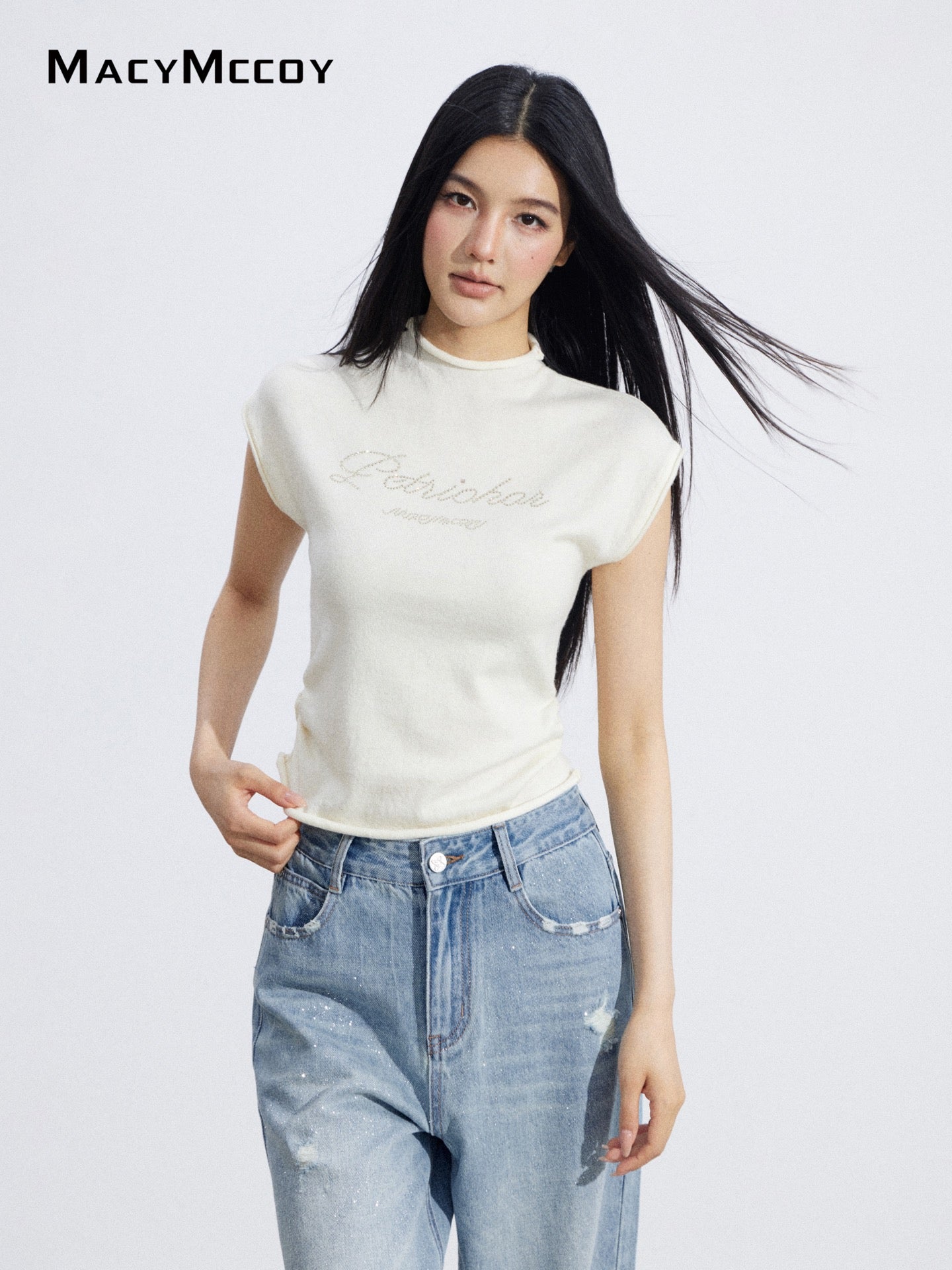 MacyMccoy MMC2026060 Sleeveless Fitted Waist Top(2color)