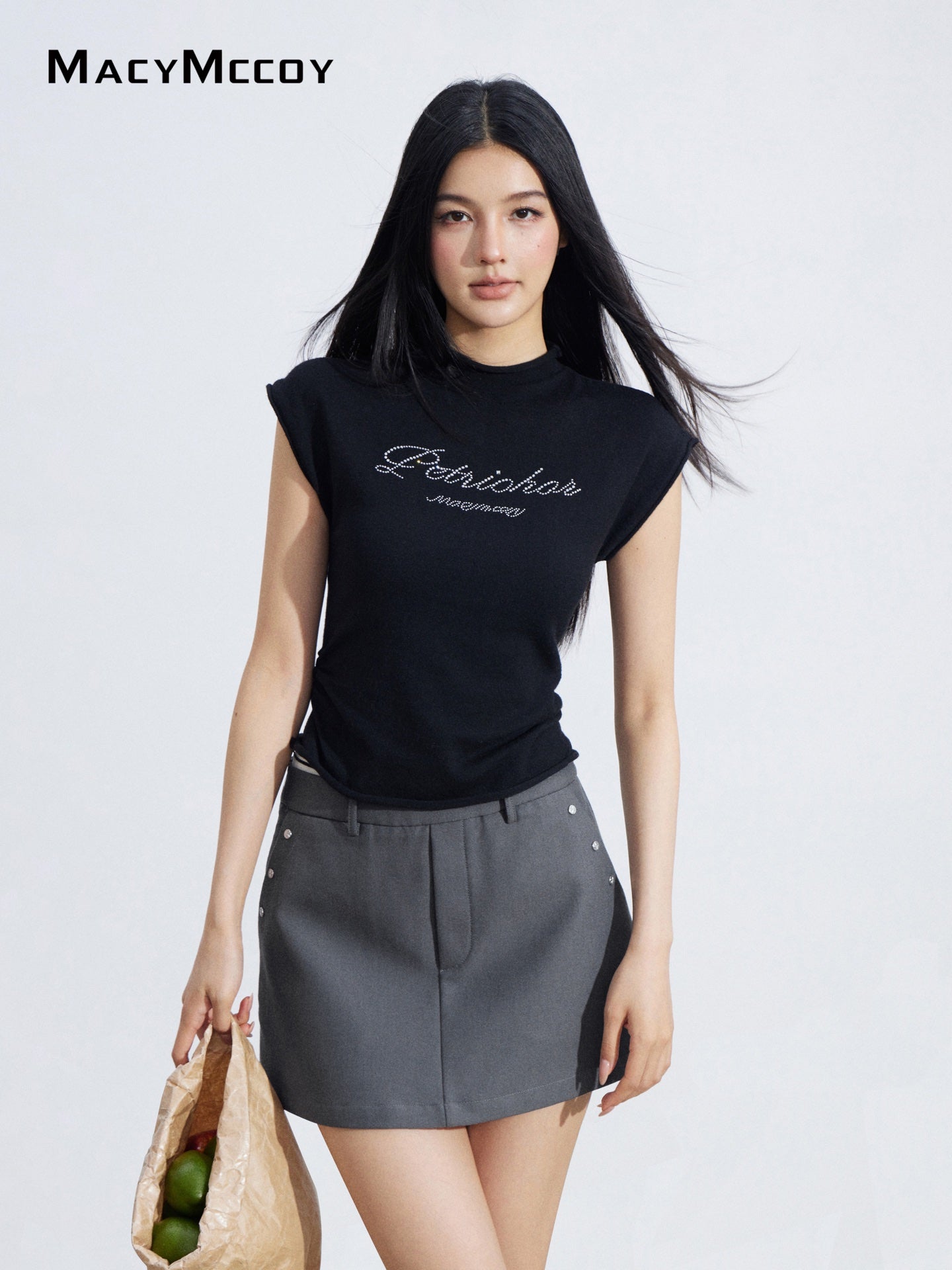 MacyMccoy MMC2026060 Sleeveless Fitted Waist Top(2color)