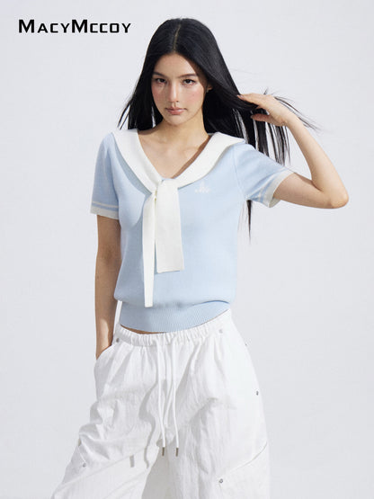 MacyMccoy MMC2026059 Faux Two-Piece Cape Knit Top (2color)