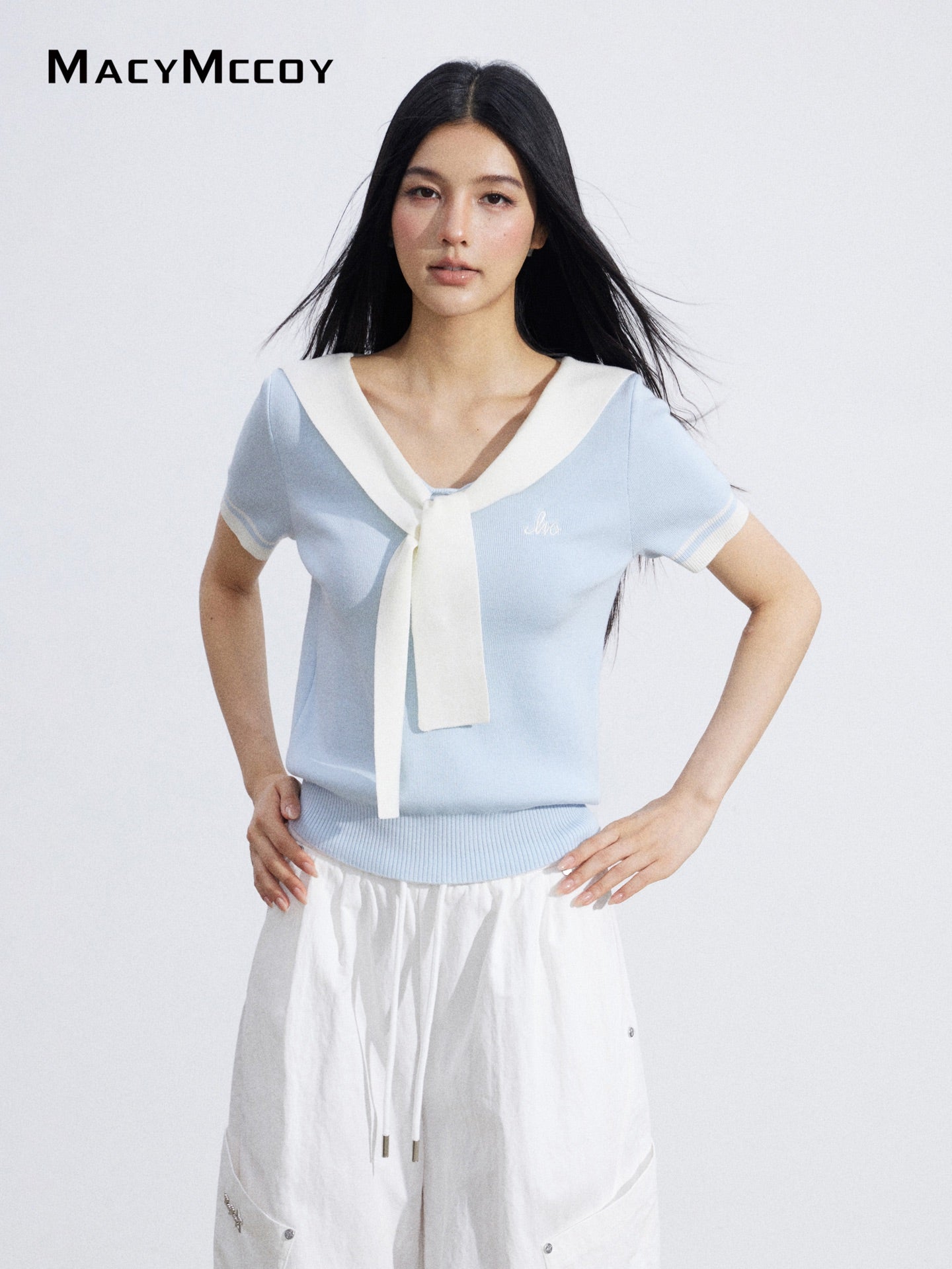 MacyMccoy MMC2026059 Faux Two-Piece Cape Knit Top (2color)