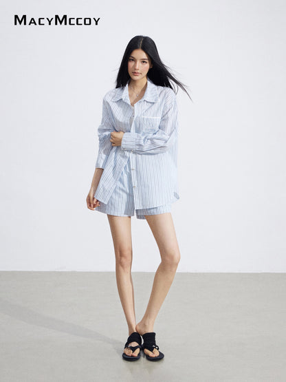 MacyMccoy MMC2026055 Lace Panel Shirt Set(2color)