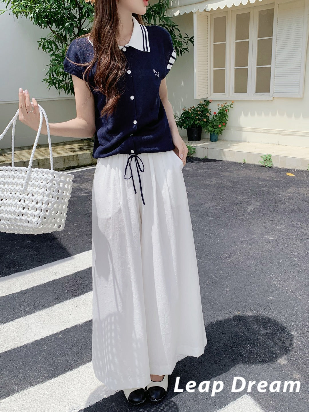 Leap Dream SALE ALD26005 Linen-Cotton Draped Wide-Leg Pants