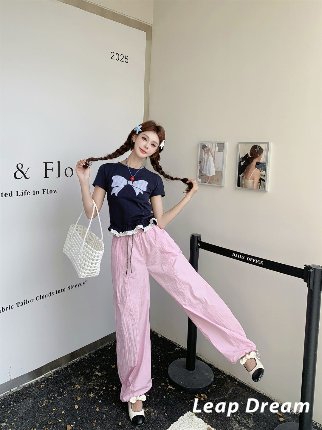 Leap Dream SALE ALD26007 Panel-Waist Cargo Pants