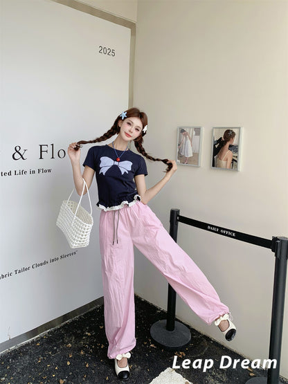 Leap Dream SALE ALD26007 Panel-Waist Cargo Pants