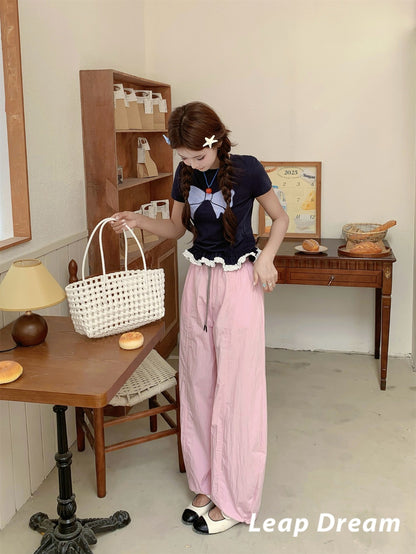 Leap Dream SALE ALD26007 Panel-Waist Cargo Pants