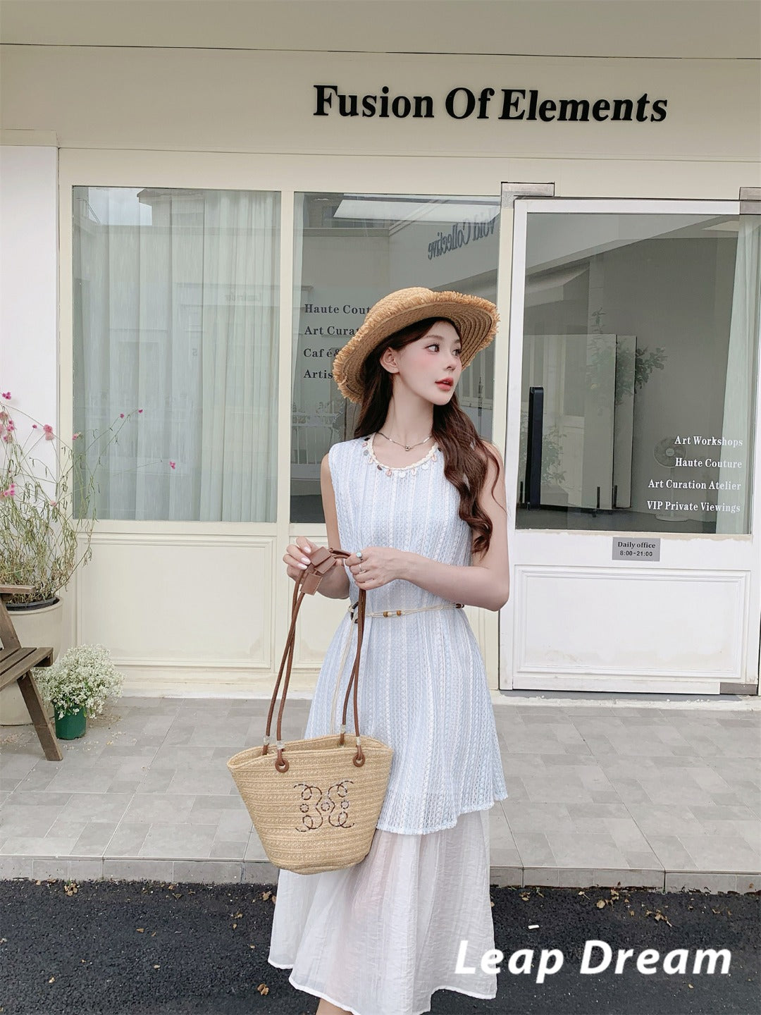 Leap Dream SALE ALD26008 Knit-Stripe Two-in-One Cami Dress