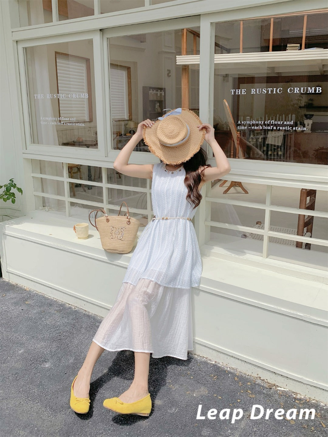 Leap Dream SALE ALD26008 Knit-Stripe Two-in-One Cami Dress