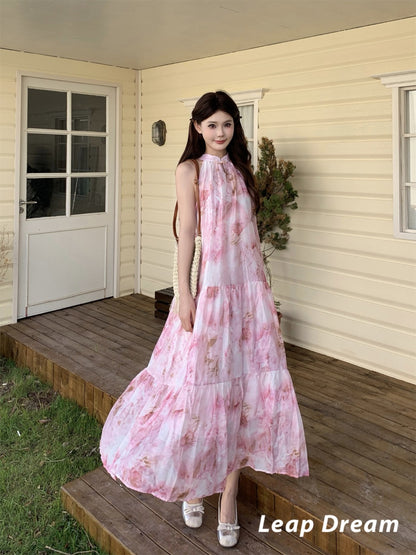 Leap Dream SALE ALD26012 Bleach-Dye Print Wrap Dress