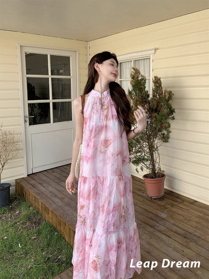 Leap Dream SALE ALD26012 Bleach-Dye Print Wrap Dress