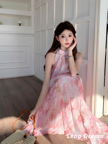 Leap Dream SALE ALD26012 Bleach-Dye Print Wrap Dress