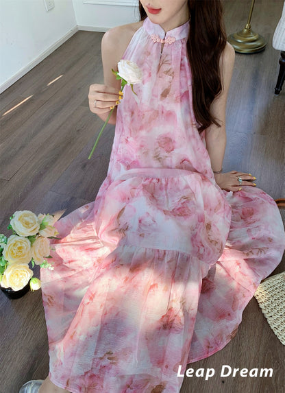 Leap Dream SALE ALD26012 Bleach-Dye Print Wrap Dress