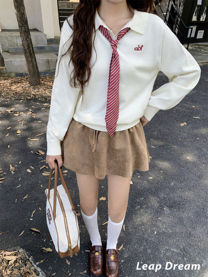 Leap Dream SALE ALD26015 Knitted Tie-Neck Pullover