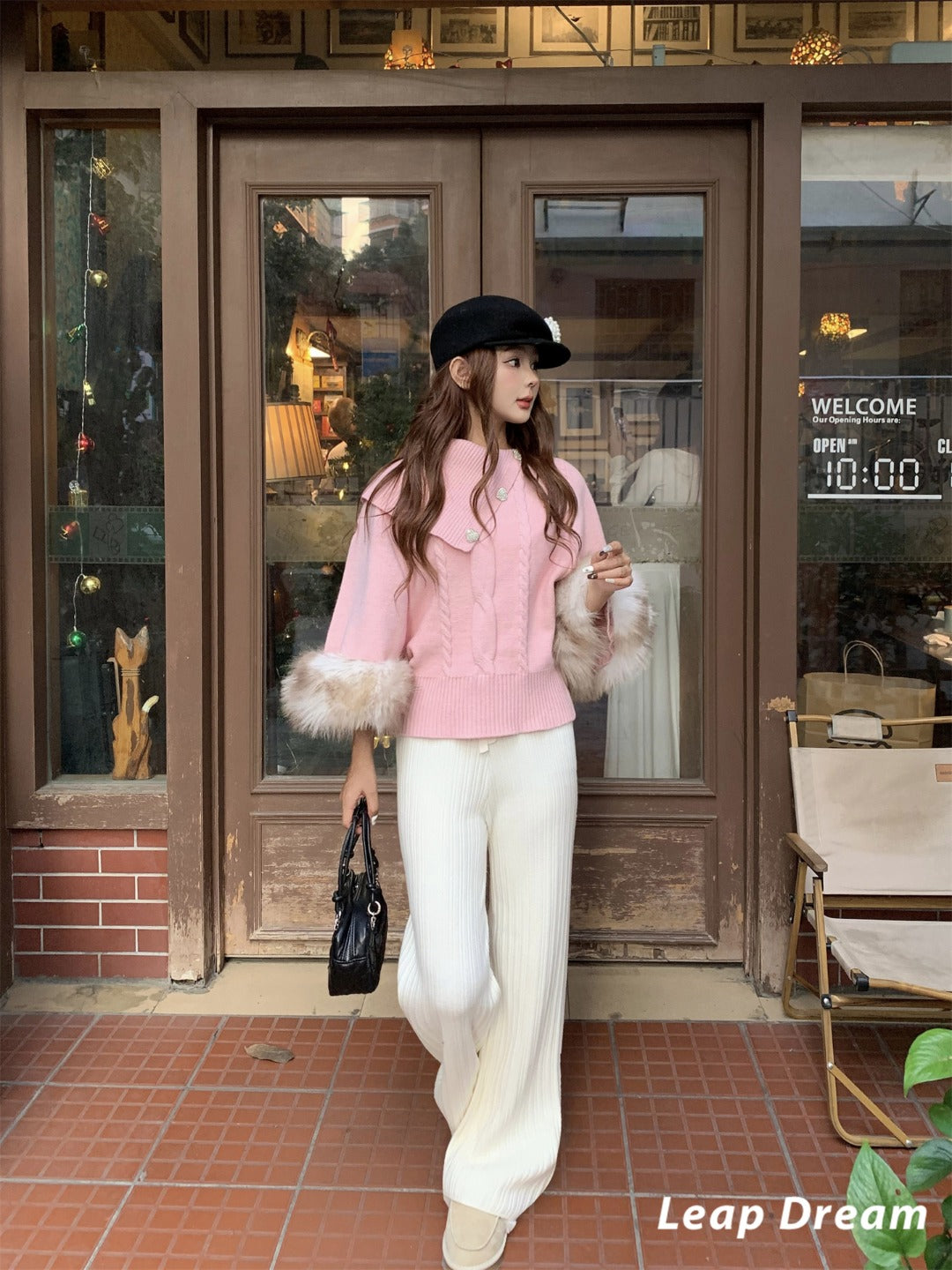 Leap Dream SALE ALD26022 White Draped Knit Trousers