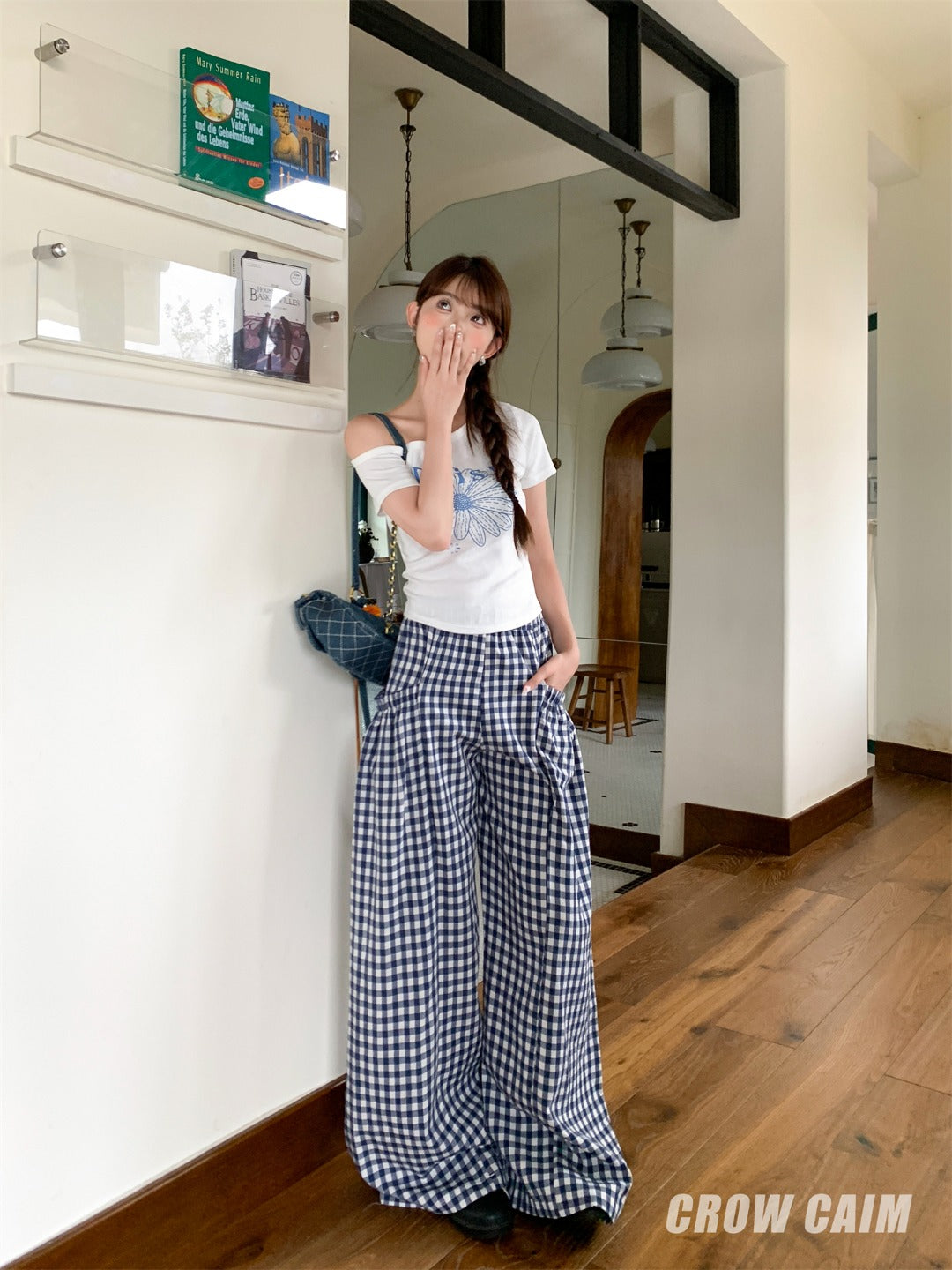 Crow Caim SALE CC25139 Oversized Plaid Cargo Pants