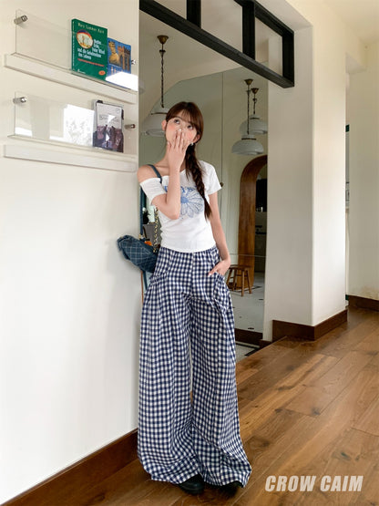 Crow Caim SALE CC25139 Oversized Plaid Cargo Pants