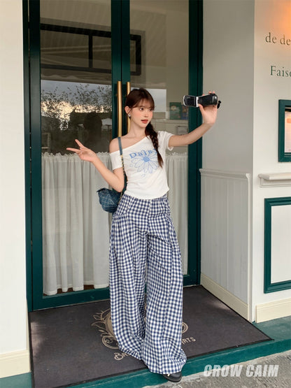 Crow Caim SALE CC25139 Oversized Plaid Cargo Pants