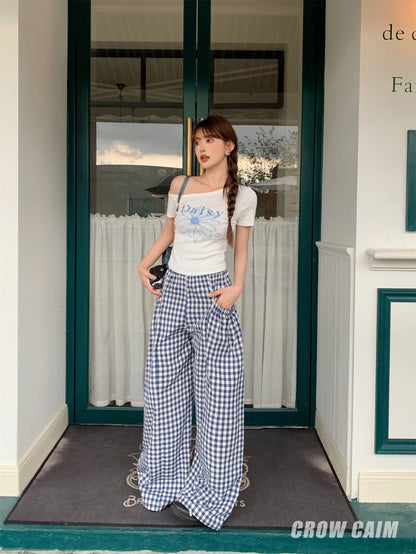 Crow Caim SALE CC25139 Oversized Plaid Cargo Pants