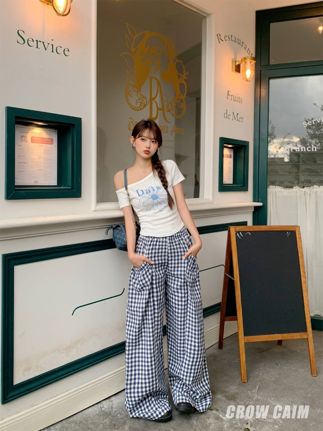 Crow Caim SALE CC25139 Oversized Plaid Cargo Pants