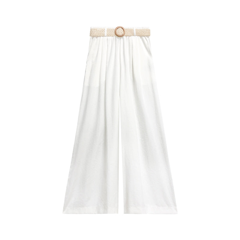 Leap Dream SALE ALD26005 Linen-Cotton Draped Wide-Leg Pants