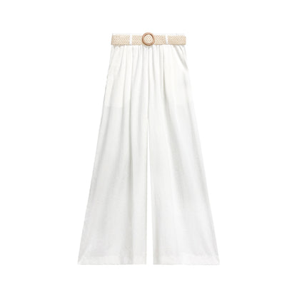 Leap Dream SALE ALD26005 Linen-Cotton Draped Wide-Leg Pants