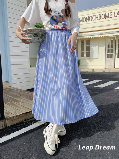 Leap Dream SALE ALD26009 Vertical Stripe A-Line Skirt