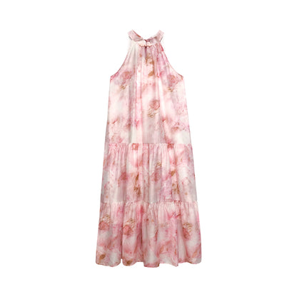 Leap Dream SALE ALD26012 Bleach-Dye Print Wrap Dress