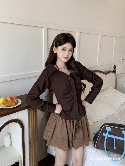 Leap Dream SALE ALD26013 Pleated Halter Fitted Shirt