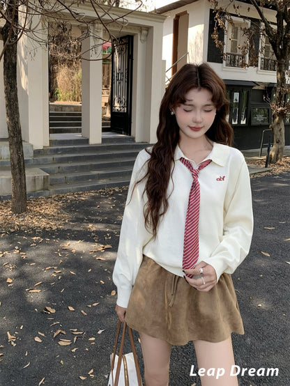 Leap Dream SALE ALD26015 Knitted Tie-Neck Pullover