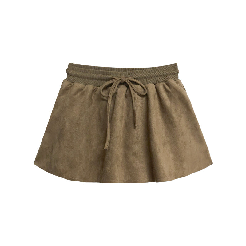 Leap Dream SALE ALD26016 Puff Suede Tie-Waist Culottes