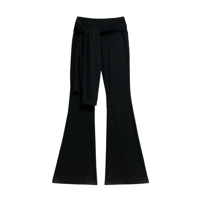 Leap Dream SALE ALD26018 Two-in-One Flared Pants with Tie Waist
