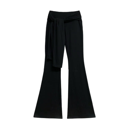 Leap Dream SALE ALD26018 Two-in-One Flared Pants with Tie Waist