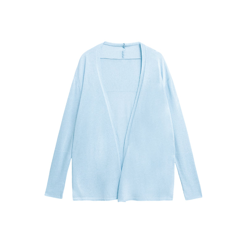 Leap Dream SALE ALD26019 Blue Asymmetric Knit Cardigan