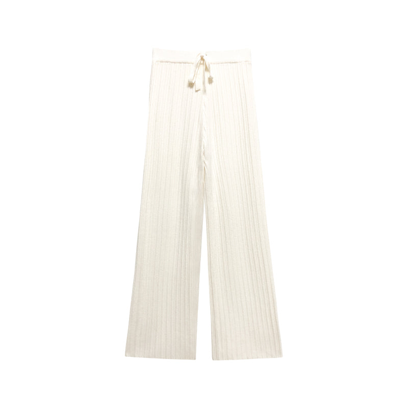 Leap Dream SALE ALD26022 White Draped Knit Trousers