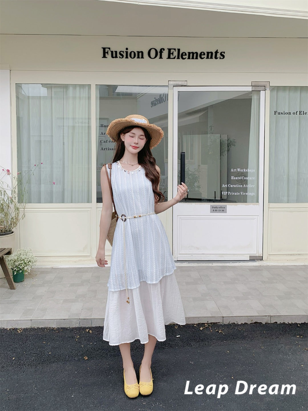 Leap Dream SALE ALD26008 Knit-Stripe Two-in-One Cami Dress