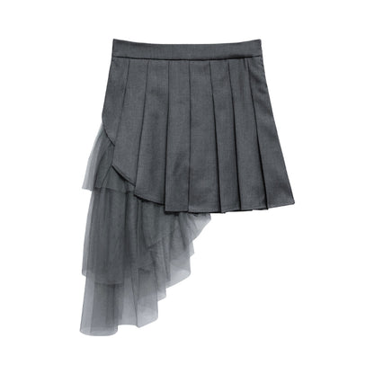 Crow Caim SALE CC25093 Asymmetric Mesh Pleated Skirt