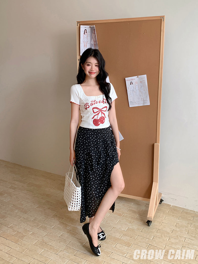 Crow Caim SALE CC25088	Floral Asymmetric Skirt