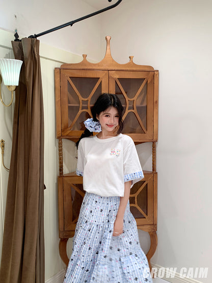 Crow Caim SALE CC25069 Printed Top and Skirt Three-Piece Set