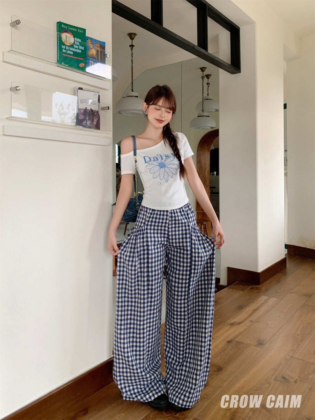 Crow Caim SALE CC25139 Oversized Plaid Cargo Pants