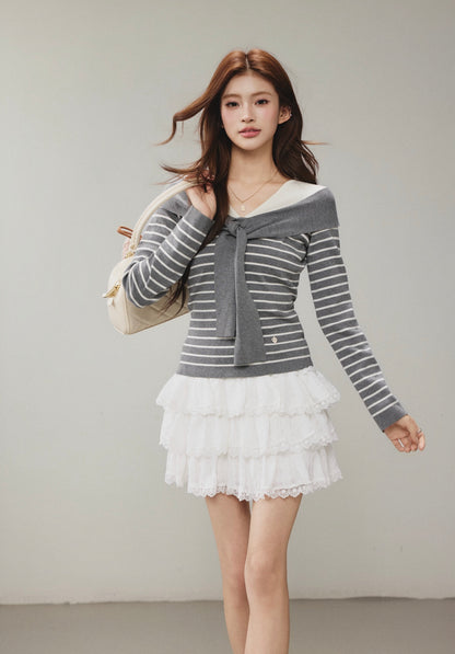 OTEBANBASS OTE260801 Knit Top with Stripe Pattern(2color)
