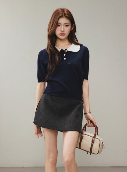OTEBANBASS OTE260802 Peter Pan Knit Top(2color)