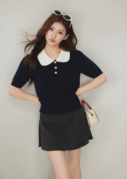 OTEBANBASS OTE260802 Peter Pan Knit Top(2color)