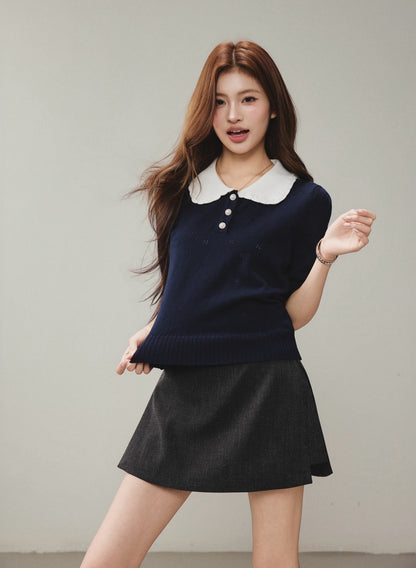 OTEBANBASS OTE260802 Peter Pan Knit Top(2color)