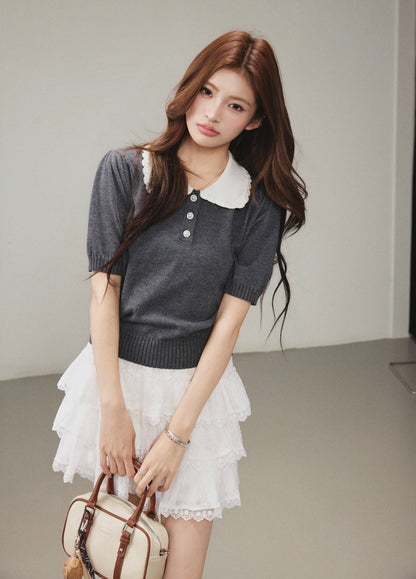 OTEBANBASS OTE260802 Peter Pan Knit Top(2color)