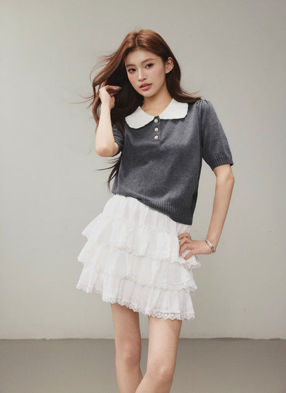 OTEBANBASS OTE260802 Peter Pan Knit Top(2color)
