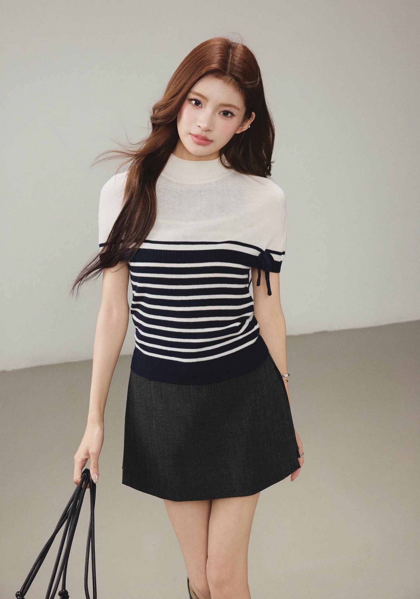 OTEBANBASS OTE260803 Bow-Trimmed Cape and Knit Set(2color)