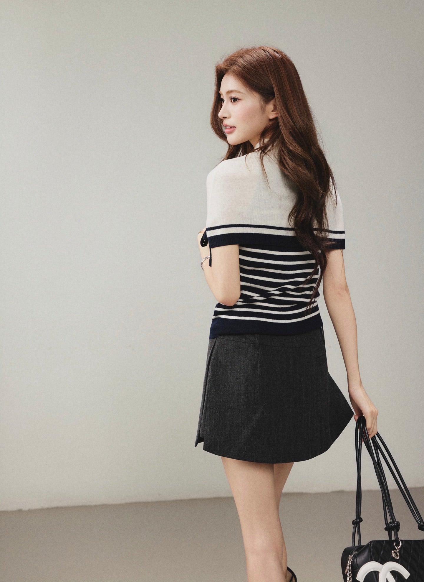OTEBANBASS OTE260803 Bow-Trimmed Cape and Knit Set(2color)