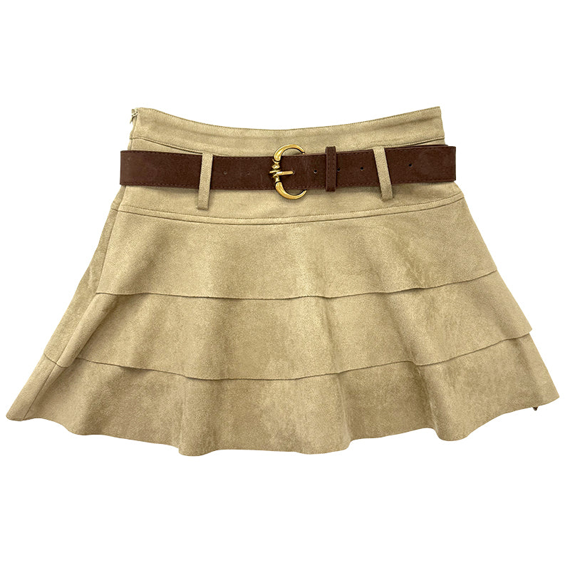 OTEBANBASS OTE260805&amp;6 Cutout Top + Brown Skirt Set(SEPERATE)