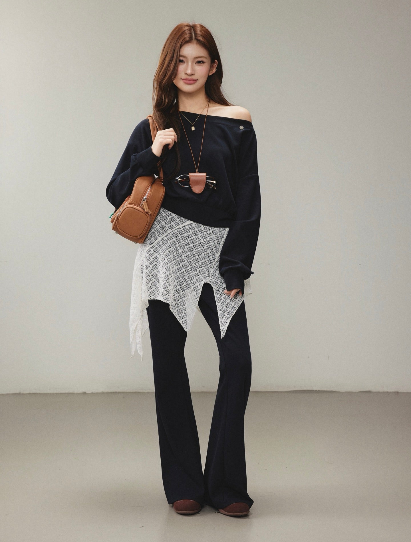 OTEBANBASS OTE260808 Asymmetric Mesh Sweatshirt Set