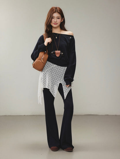 OTEBANBASS OTE260808 Asymmetric Mesh Sweatshirt Set