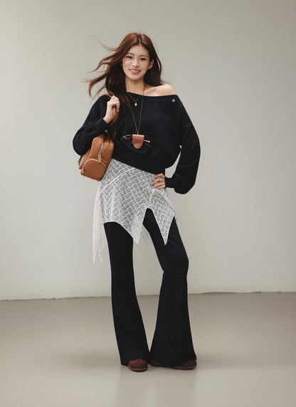 OTEBANBASS OTE260808 Asymmetric Mesh Sweatshirt Set